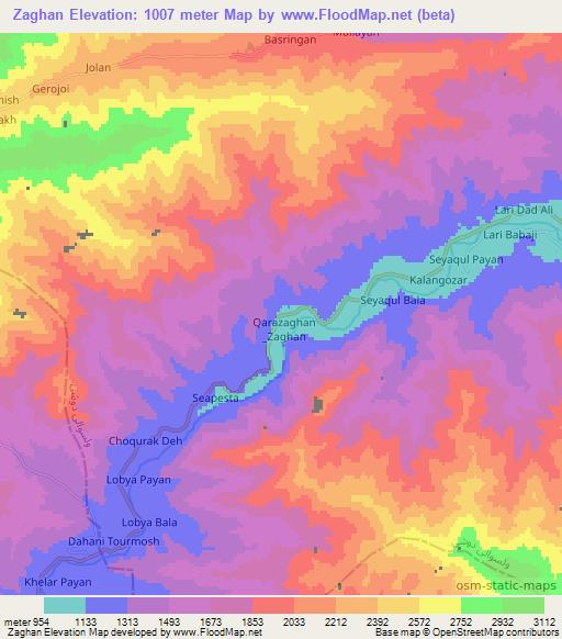 Zaghan,Afghanistan Elevation Map