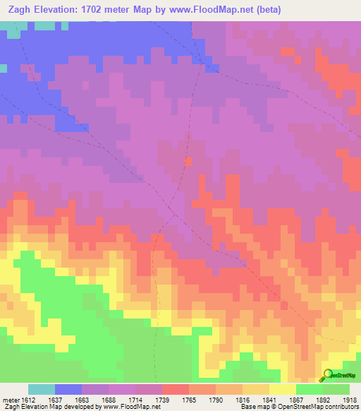 Zagh,Afghanistan Elevation Map