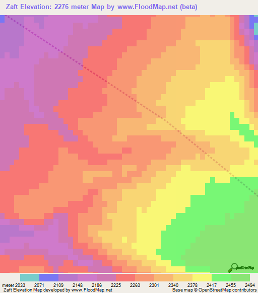 Zaft,Afghanistan Elevation Map