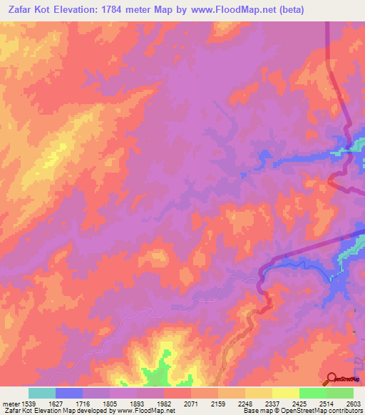 Zafar Kot,Afghanistan Elevation Map