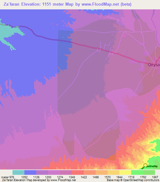 Za`faran,Afghanistan Elevation Map