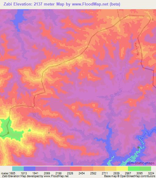 Zabi,Afghanistan Elevation Map