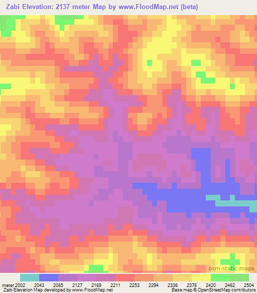 Zabi,Afghanistan Elevation Map
