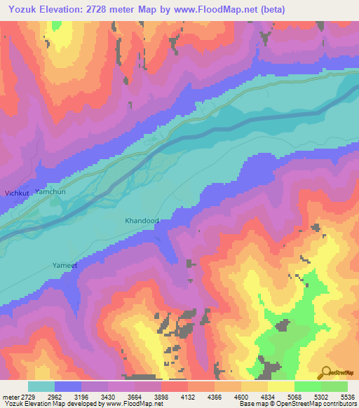 Yozuk,Afghanistan Elevation Map