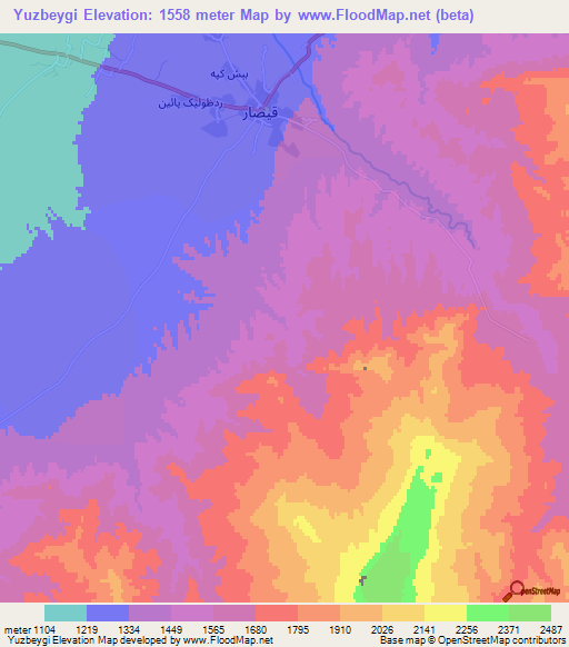 Yuzbeygi,Afghanistan Elevation Map