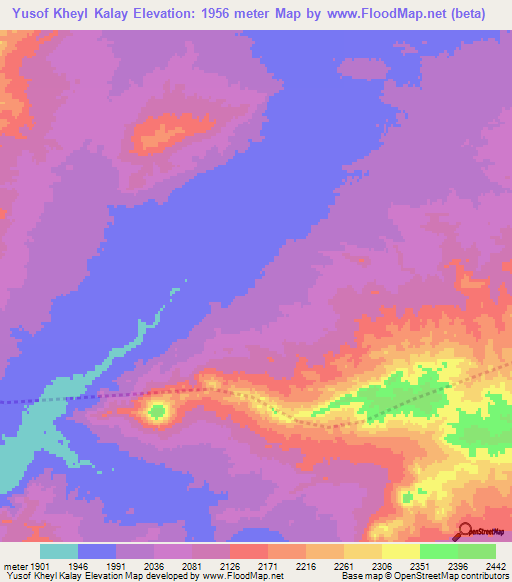 Yusof Kheyl Kalay,Afghanistan Elevation Map