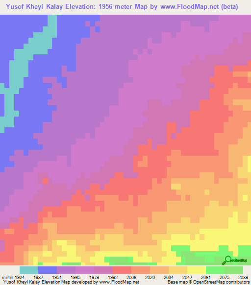 Yusof Kheyl Kalay,Afghanistan Elevation Map