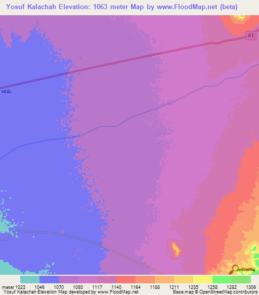 Yosuf Kalachah,Afghanistan Elevation Map