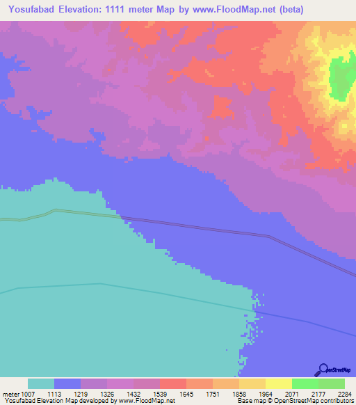 Yosufabad,Afghanistan Elevation Map