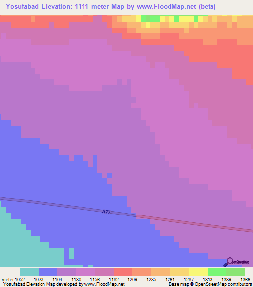Yosufabad,Afghanistan Elevation Map