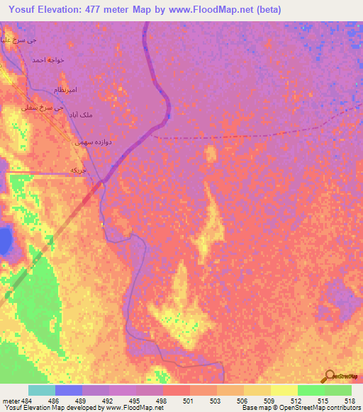 Yosuf,Afghanistan Elevation Map
