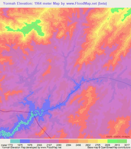 Yormah,Afghanistan Elevation Map