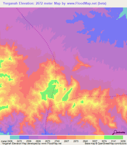 Yerganah,Afghanistan Elevation Map