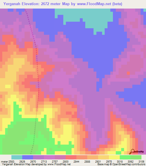 Yerganah,Afghanistan Elevation Map