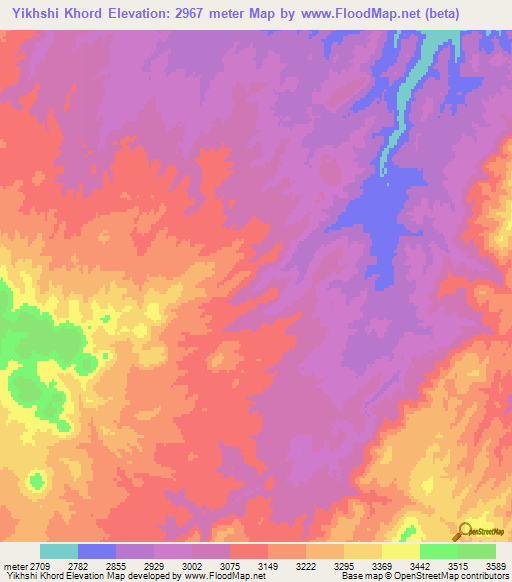 Yikhshi Khord,Afghanistan Elevation Map
