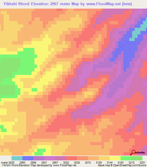 Yikhshi Khord,Afghanistan Elevation Map