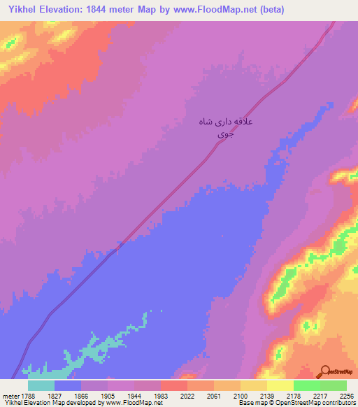 Yikhel,Afghanistan Elevation Map