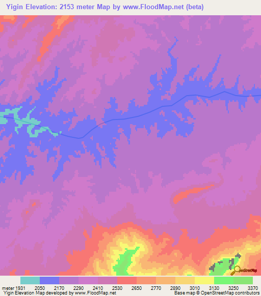 Yigin,Afghanistan Elevation Map