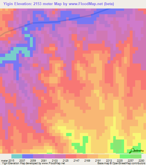 Yigin,Afghanistan Elevation Map