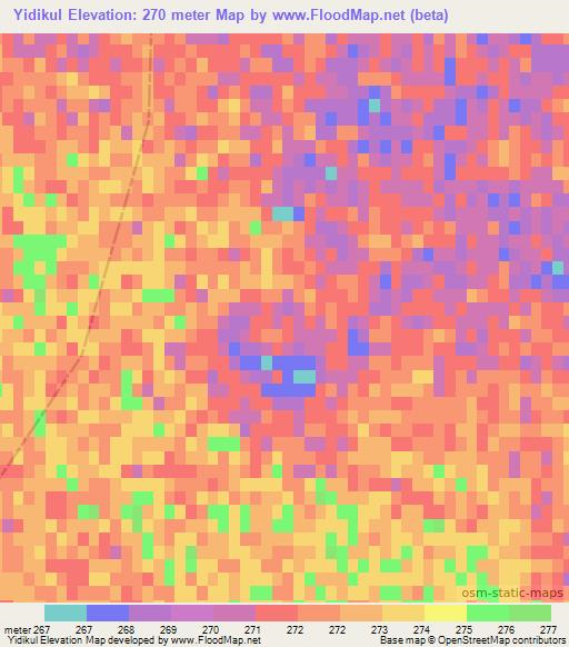 Yidikul,Afghanistan Elevation Map