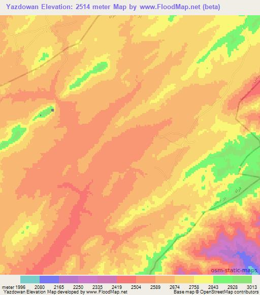 Yazdowan,Afghanistan Elevation Map