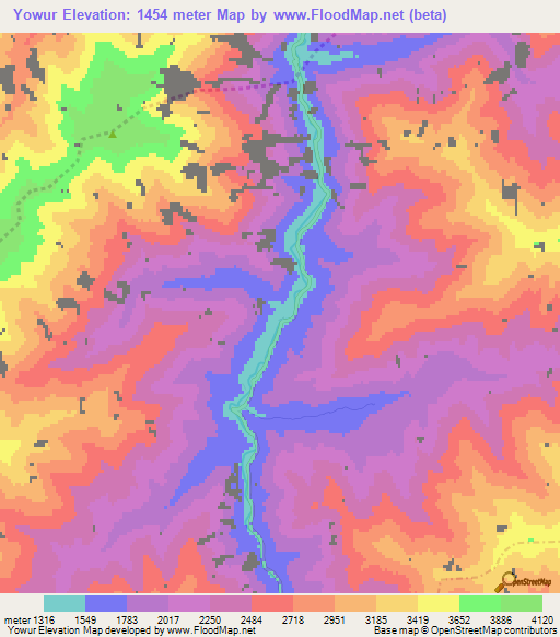 Yowur,Afghanistan Elevation Map
