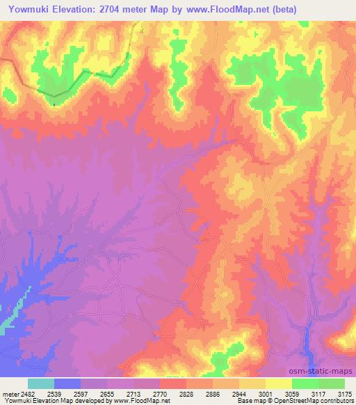Yowmuki,Afghanistan Elevation Map