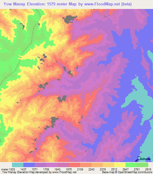 Yow Manay,Afghanistan Elevation Map