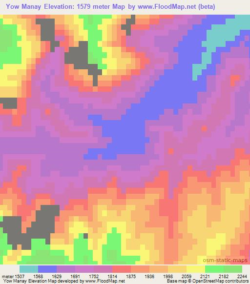 Yow Manay,Afghanistan Elevation Map