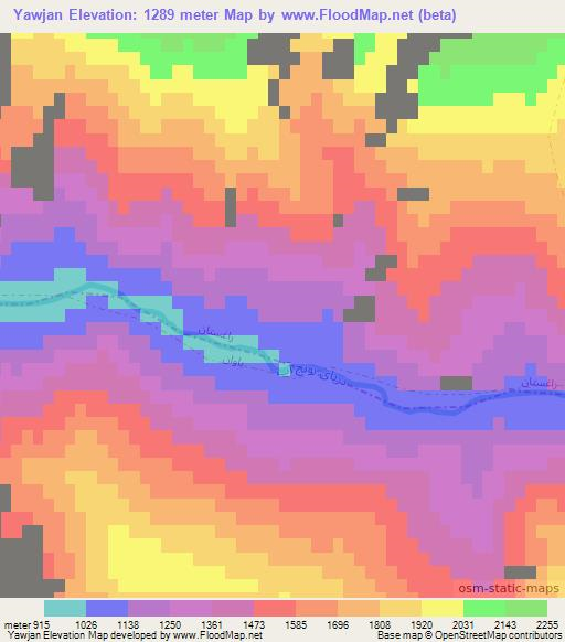 Yawjan,Afghanistan Elevation Map