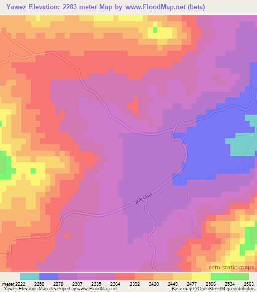Yawez,Afghanistan Elevation Map