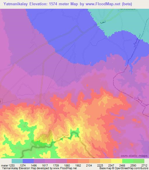 Yatmanikalay,Afghanistan Elevation Map