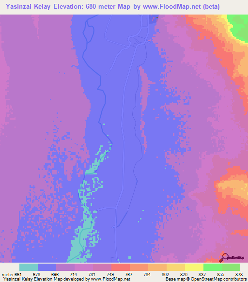 Yasinzai Kelay,Afghanistan Elevation Map