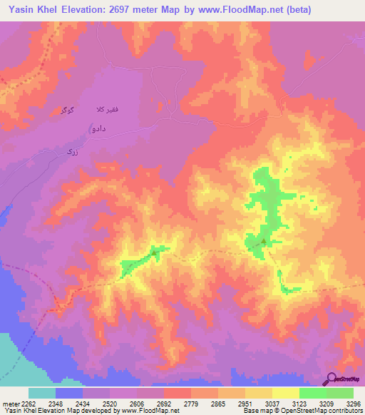 Yasin Khel,Afghanistan Elevation Map