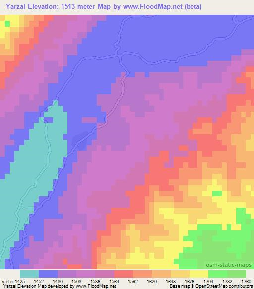Yarzai,Afghanistan Elevation Map