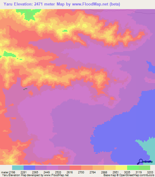 Yaru,Afghanistan Elevation Map