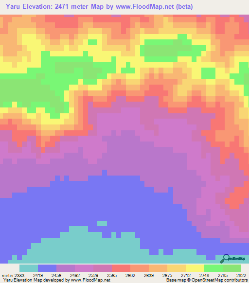 Yaru,Afghanistan Elevation Map