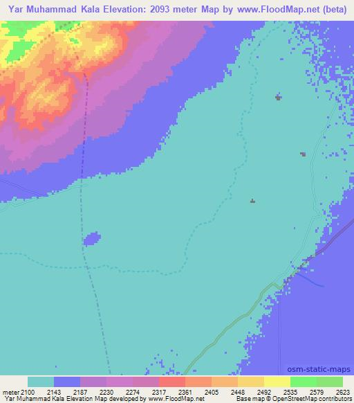Yar Muhammad Kala,Afghanistan Elevation Map