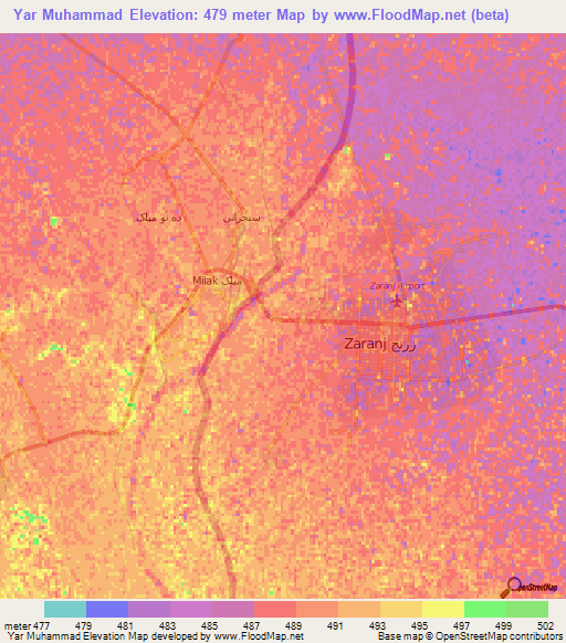 Yar Muhammad,Afghanistan Elevation Map