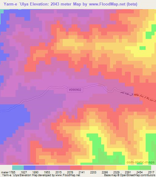 Yarm-e `Ulya,Afghanistan Elevation Map