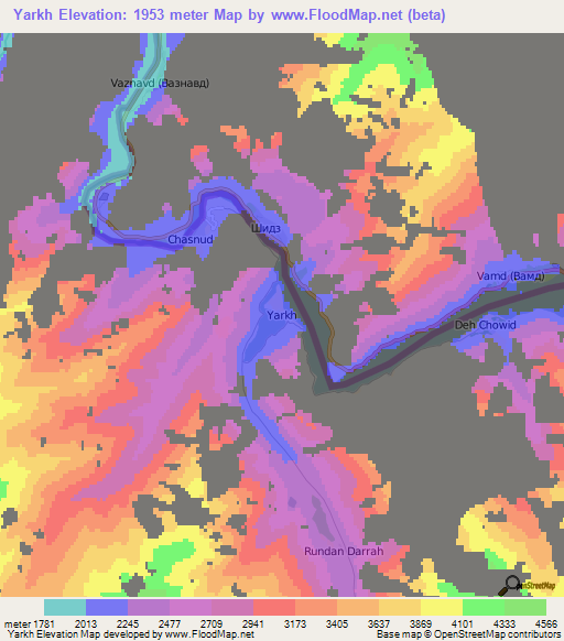 Yarkh,Afghanistan Elevation Map