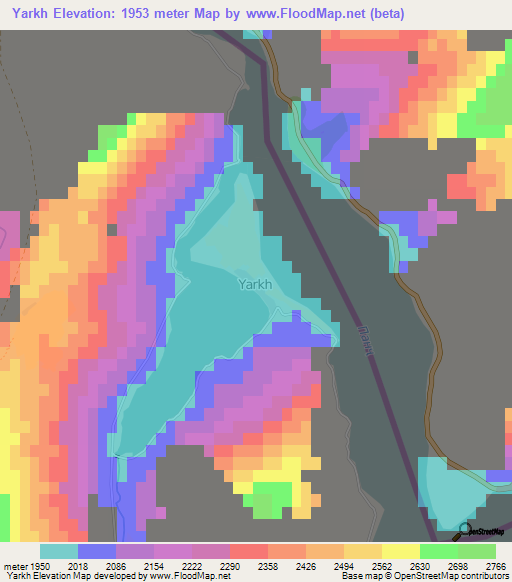 Yarkh,Afghanistan Elevation Map