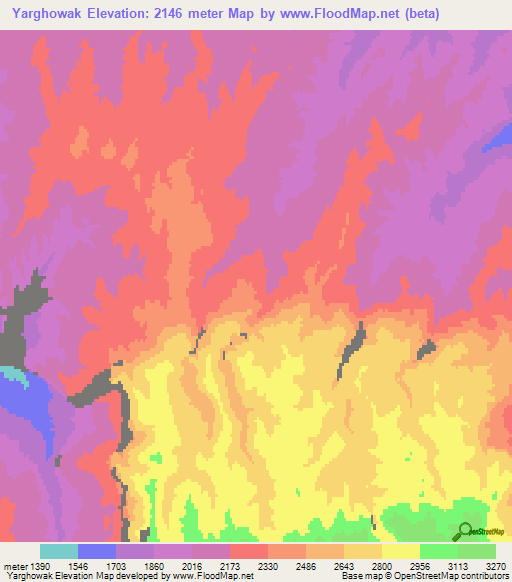 Yarghowak,Afghanistan Elevation Map