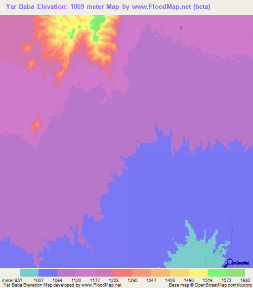 Yar Baba,Afghanistan Elevation Map