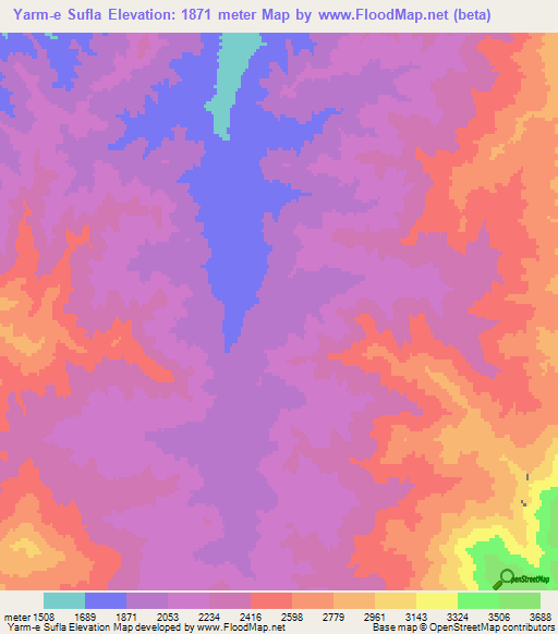 Yarm-e Sufla,Afghanistan Elevation Map