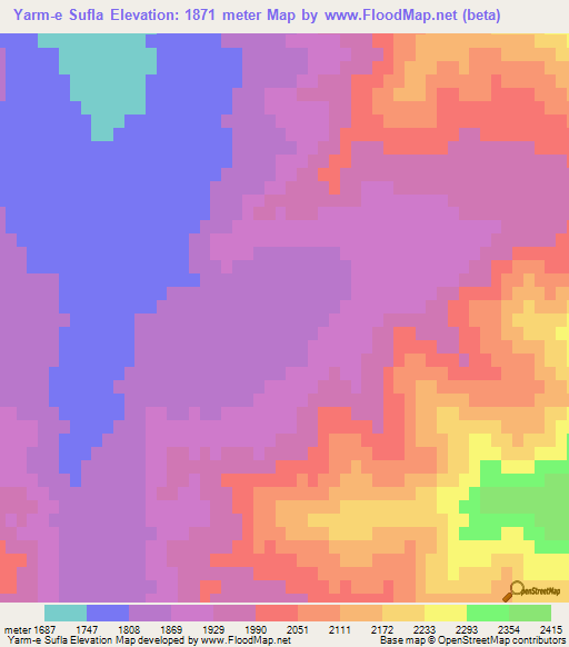 Yarm-e Sufla,Afghanistan Elevation Map