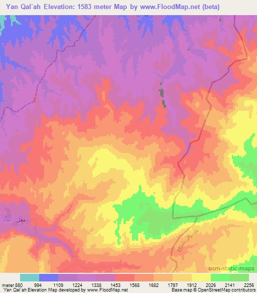 Yan Qal`ah,Afghanistan Elevation Map
