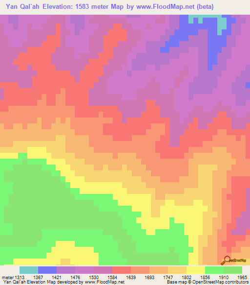Yan Qal`ah,Afghanistan Elevation Map
