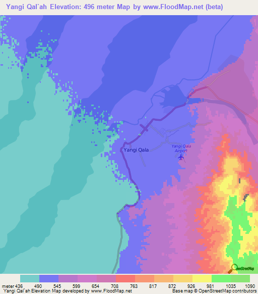 Yangi Qal`ah,Afghanistan Elevation Map