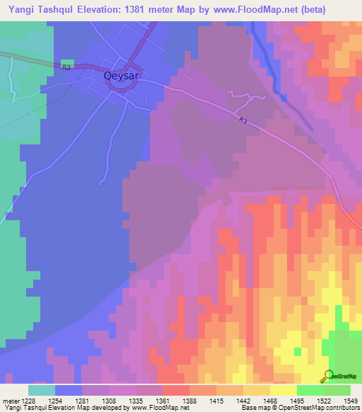 Yangi Tashqul,Afghanistan Elevation Map